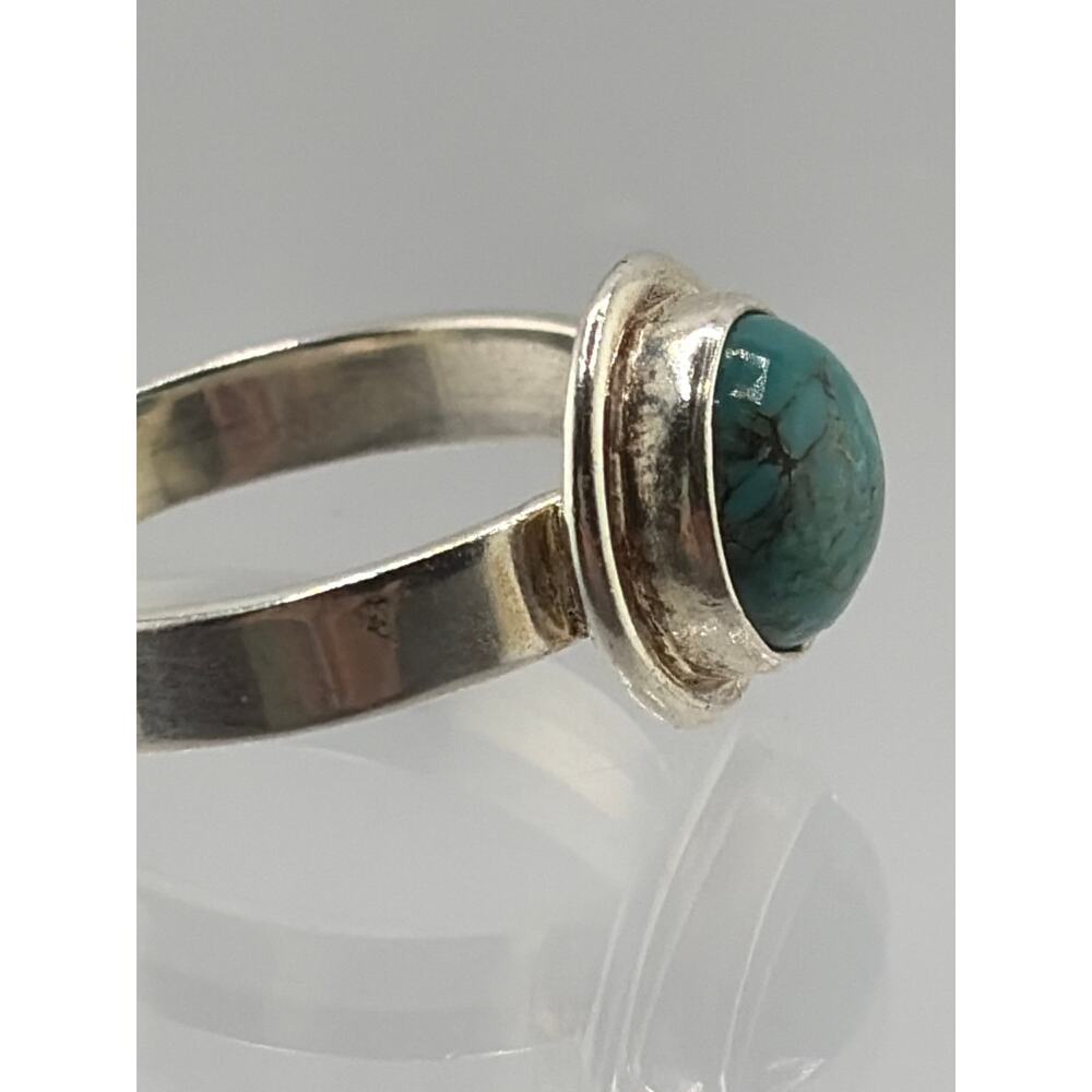 Blue Green Turquoise Sterling Silver Ring Artisan Jewelry 8.5 - Picture 4 of 6